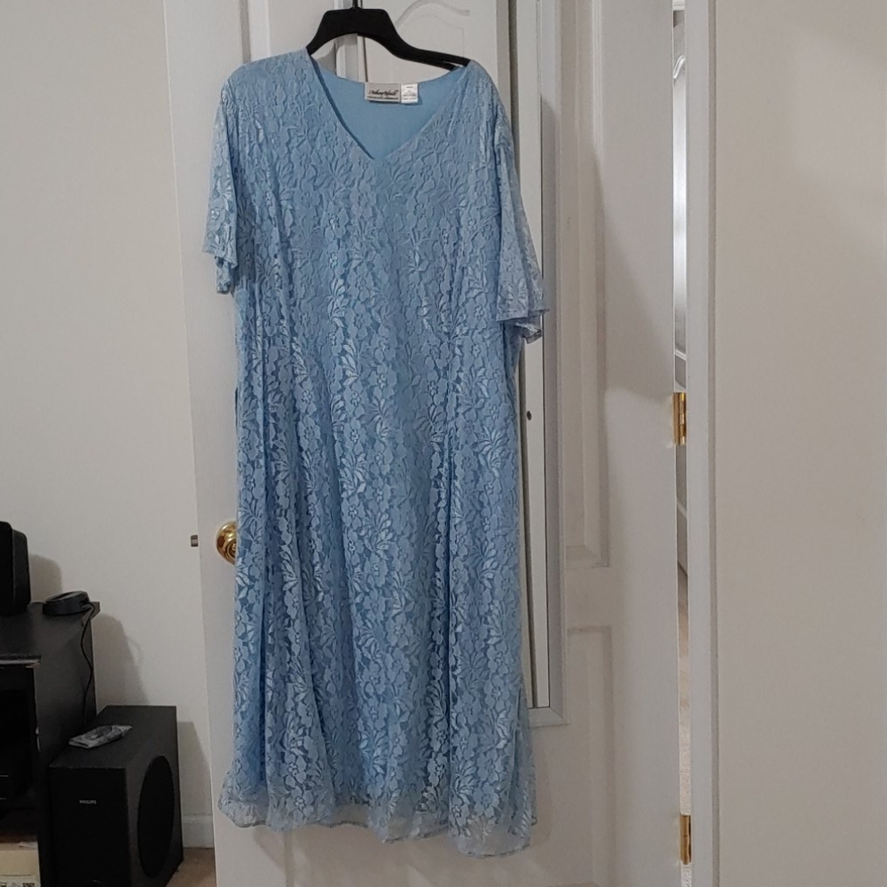 LACE dress Maxi Flare Full Sweep godets NWOT 22W Vtg  style SALE - Picture 2 of 6
